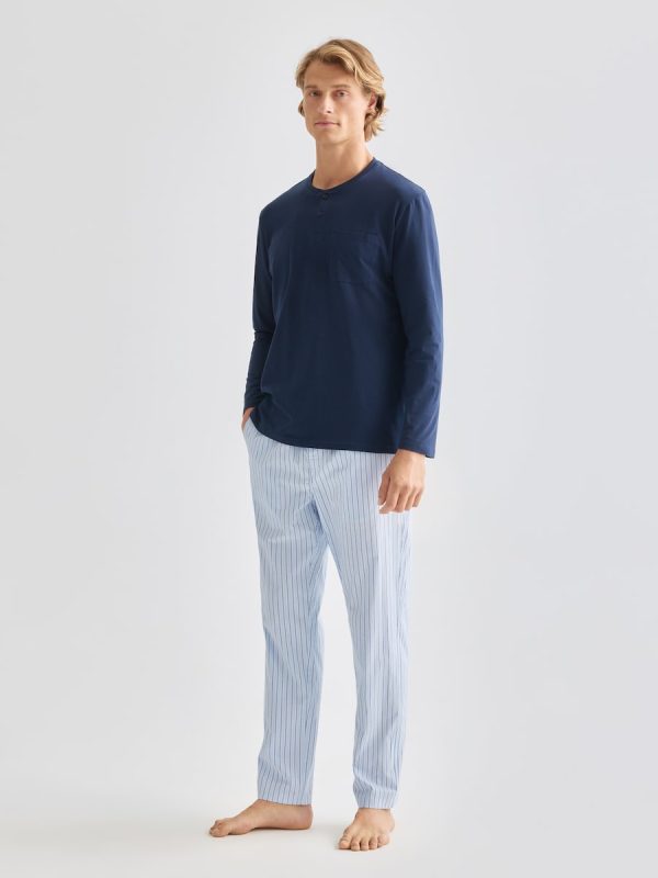 Pijama largo mixto fantasía de hombre - Azul