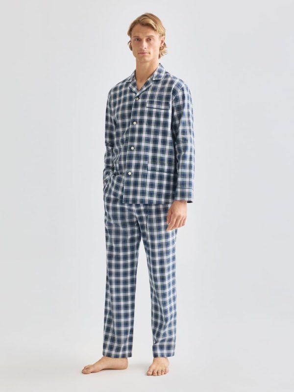 Pijama cuadros twill 100% algodón sostenible hombre - Azul marino