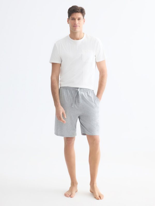 Pantalón corto de pijama liso 100% algodón sostenible hombre - Gris