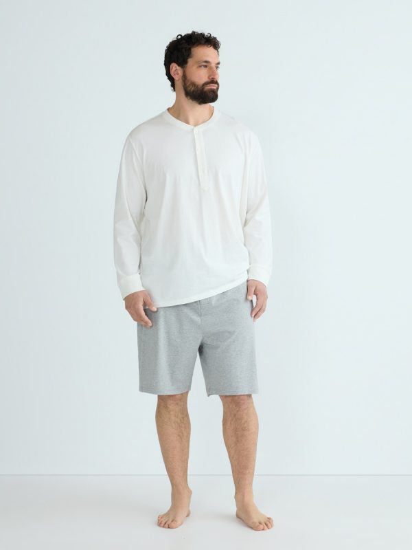 Pantalón corto de pijama liso 100% algodón sostenible hombre tallas grandes - Gris