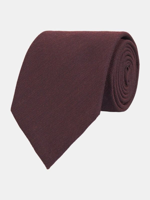 Corbata de hombre lisa de lana y seda - Granate