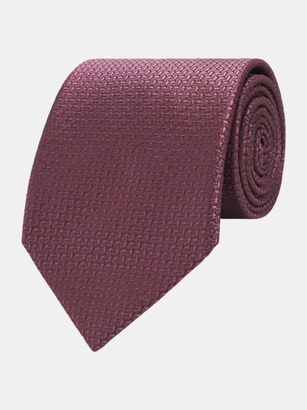 Corbata de hombre jacquard microdibujo seda natural - Granate
