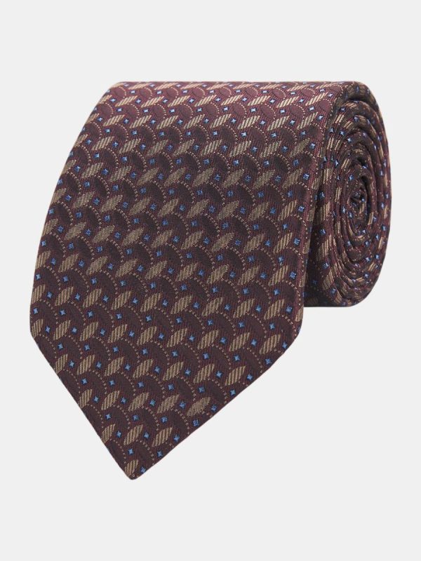 Corbata de hombre jacquard microdibujo seda natural - Granate