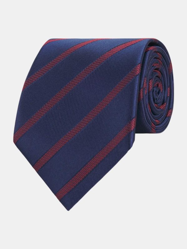 Corbata de hombre jacquard microdibujo seda natural - Azul marino