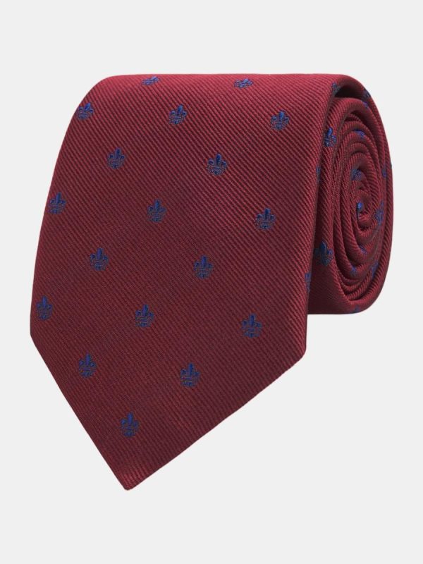 Corbata de hombre jacquard microdibujo seda natural - Granate