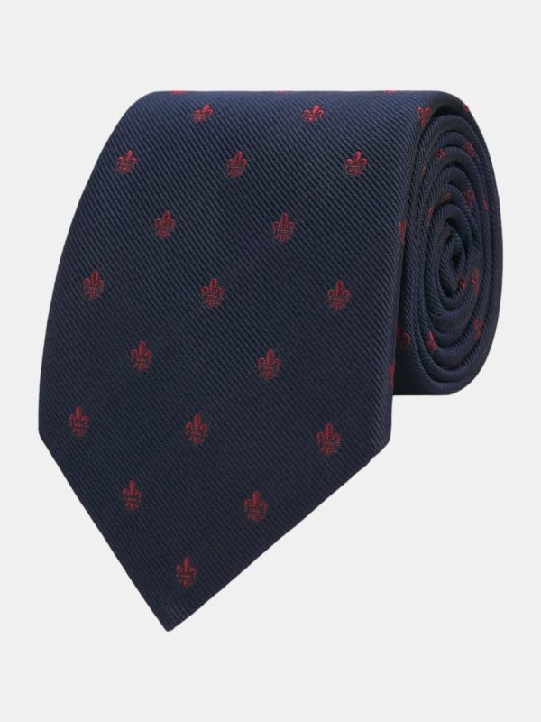 Corbata de hombre jacquard microdibujo seda natural - Azul marino