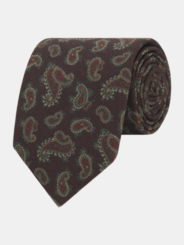Corbata de hombre de lana estampada - Granate