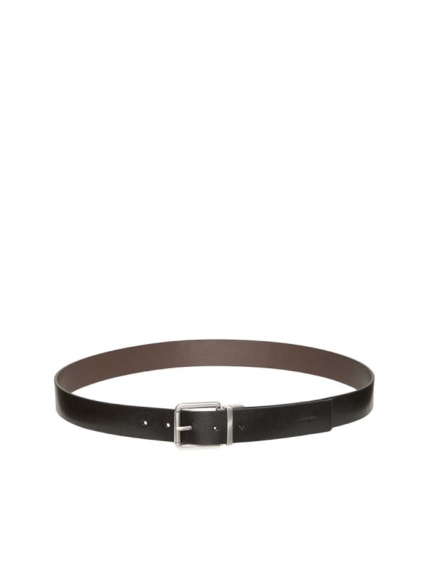 Cinturón de piel reversible. - Negro