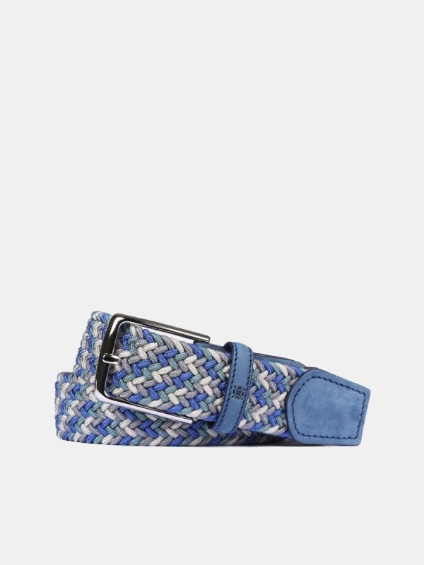 Cinturón de hombre trenzado elástico - Azul