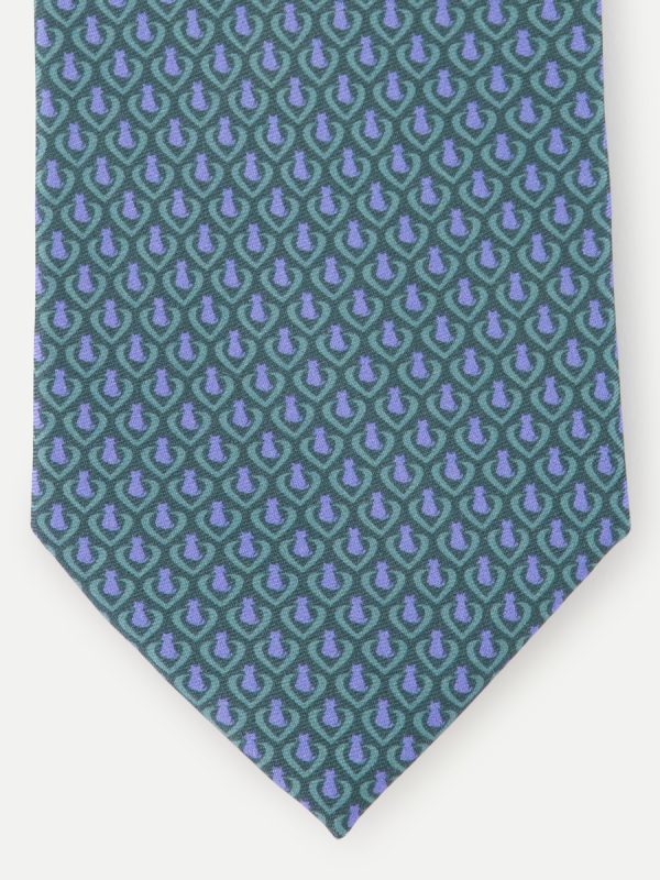 Corbata antimanchas con gatos. - Verde