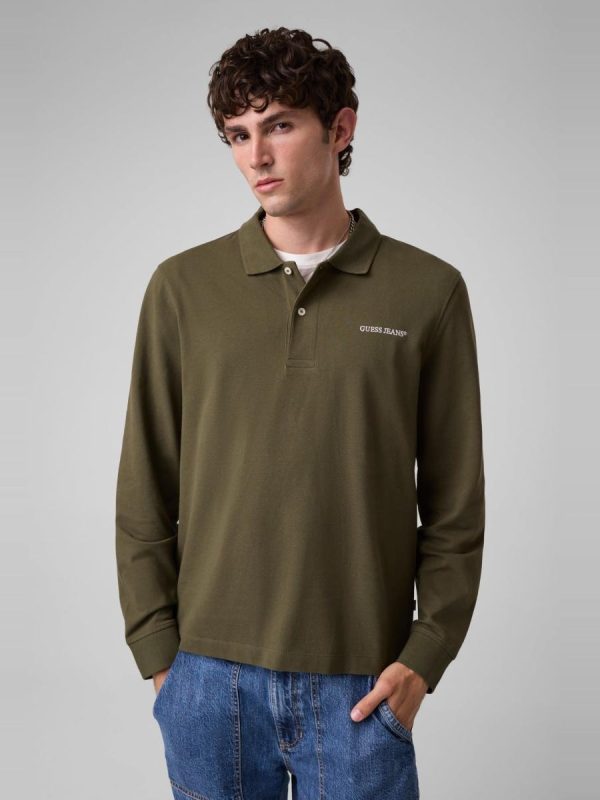 Polo de manga larga de hombre - Verde