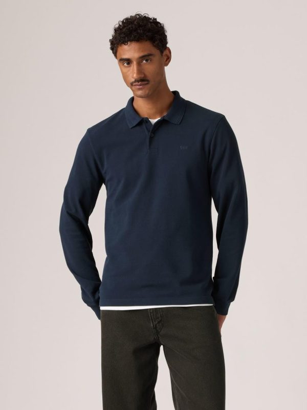 Polo de hombre de manga larga - Azul marino