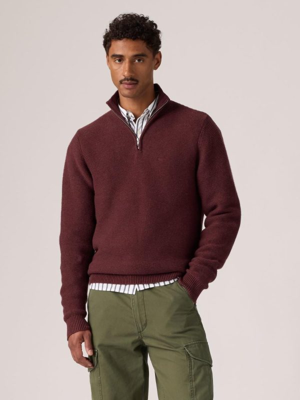 Jersey de hombre con cuello chimenea - Marrón oscuro