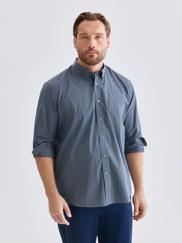 Camisa classic fit de cuadros vichy popelín de algodón stretch de hombre - Gris oscuro