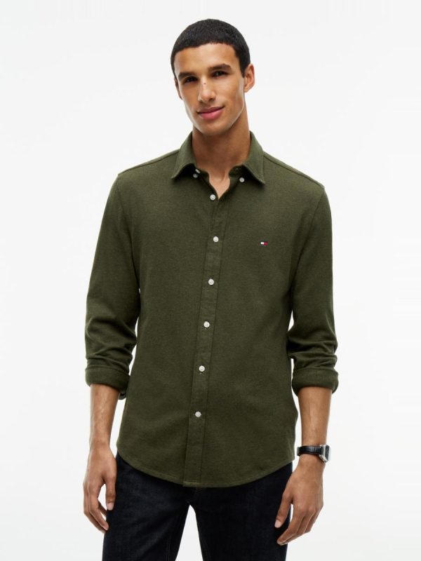 Camisa de caballero de punto lisa - Verde