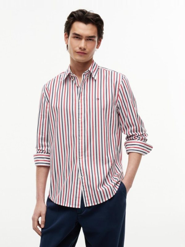 Camisa de caballero en popelín estampado - Rojo