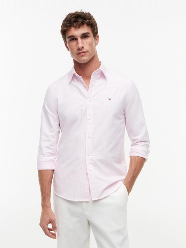 Camisa de caballero en oxford estampado - Rosa claro