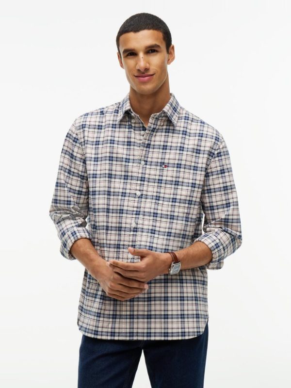 Camisa de caballero tipo Oxford estampada - Multicolor