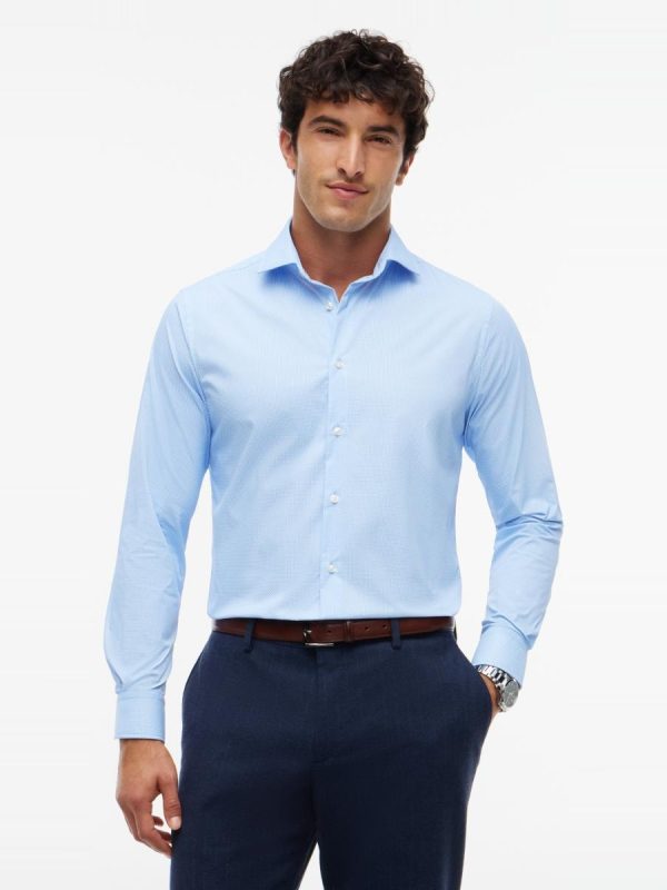 Camisa de caballero de popelín estampada - Azul