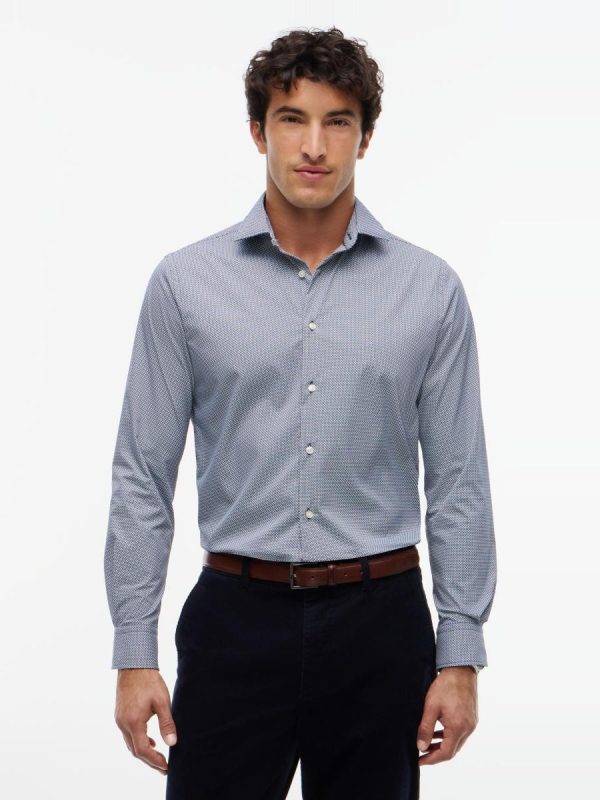 Camisa de caballero de popelín estampada - Azul marino