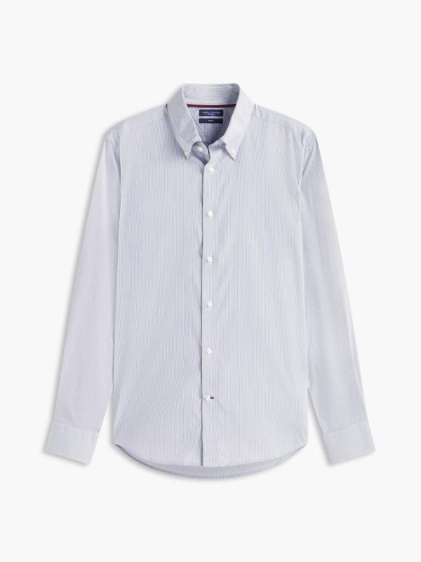 Camisa de caballero de popelín estampada - Azul claro