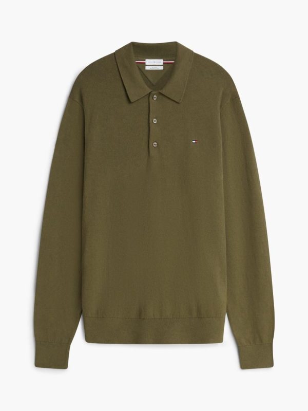 Jersey de caballero tipo polo liso - Verde