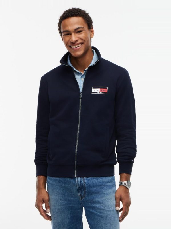Sudadera de caballero con cierre de cremallera lisa - Azul marino
