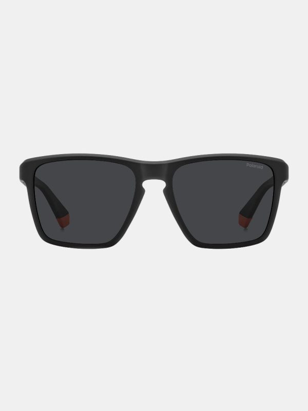 Gafas de sol de hombre cuadrada en poliamida con lente polarizada - Negro