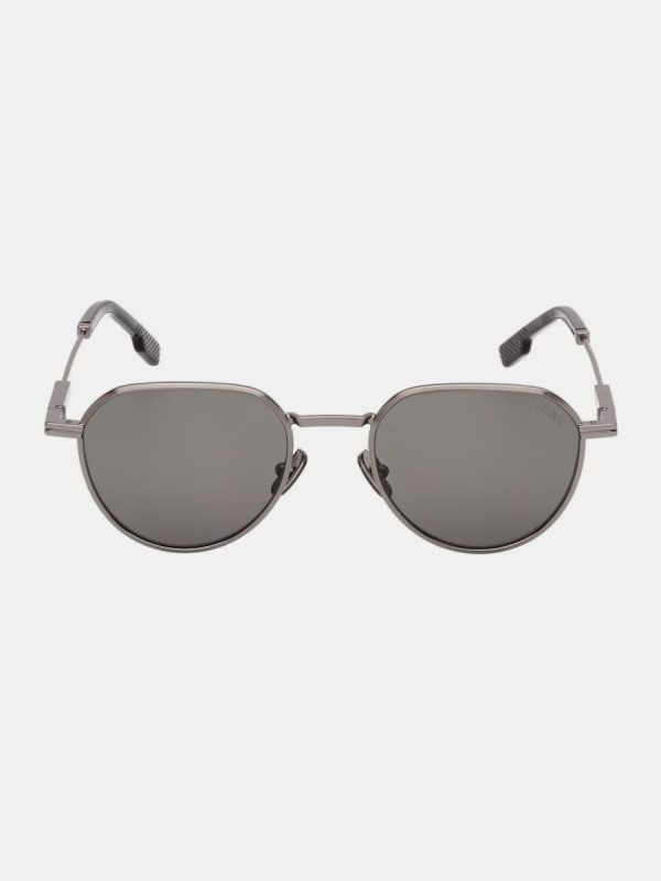 Gafa de sol de hombre geometrica en metal - Gris