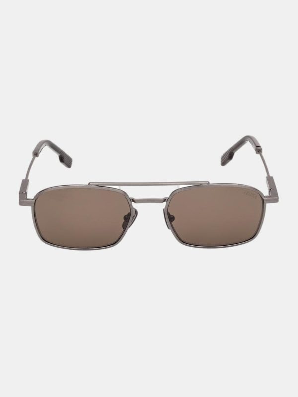 Gafa de sol de hombre geometrica en metal - Gris
