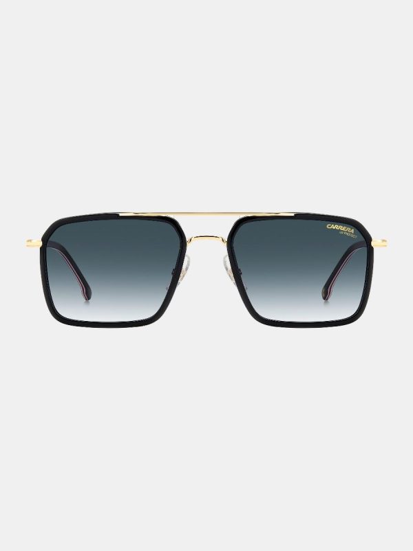 Gafas de sol de hombre rectangular metalica con lente degradada - Negro