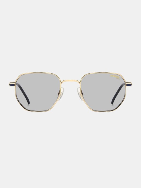 Gafa de sol de hombre ovalada en metal con lente polarizada - Oro