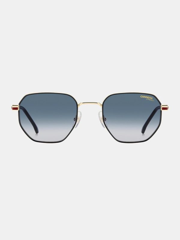 Gafa de sol de hombre ovalada en metal con lente degradada - Oro