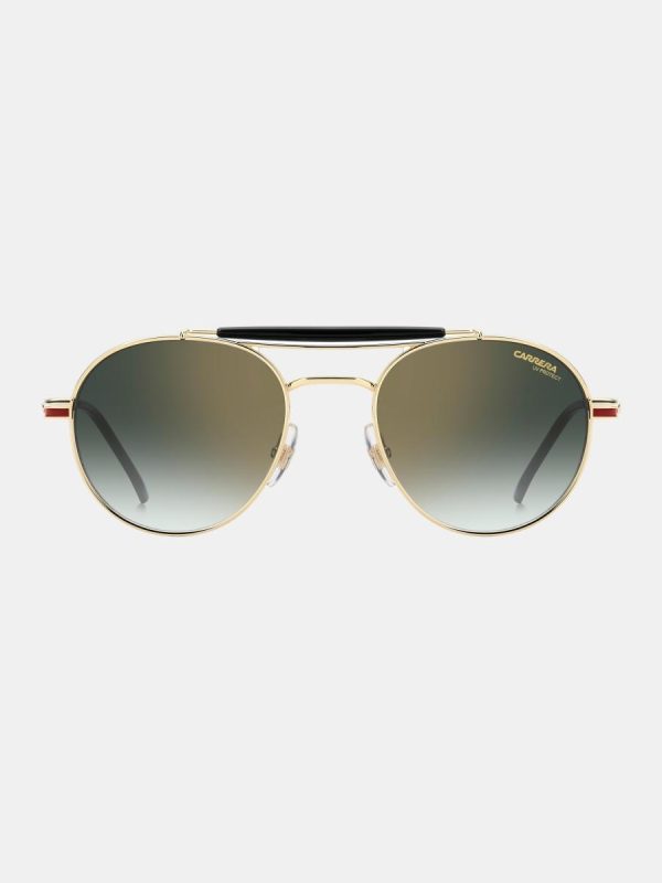 Gafa de sol de hombre ovalada en metal con lente degradada - Oro