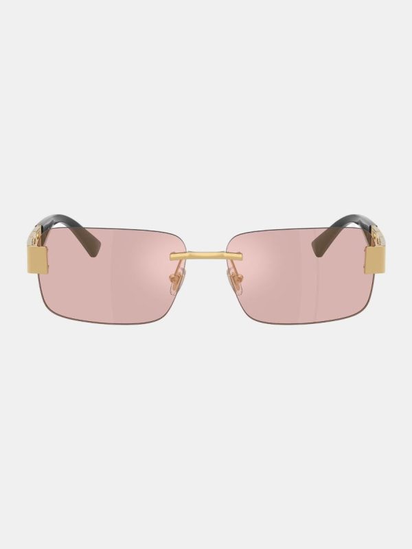 Gafas de sol VE2298 de hombre rectangular en metal con lente espejada - Oro
