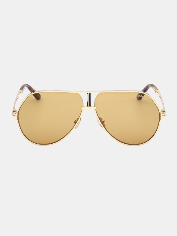 Gafa de sol de hombre cuadrada en metal - Oro