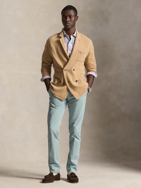 Pantalón de sarga elástico Slim Fit de hombre Dosel Oliva - Verde Jade