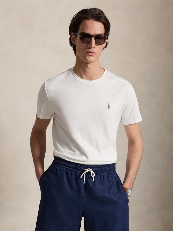 Camiseta de hombre de algodón Azul marino - Blanco