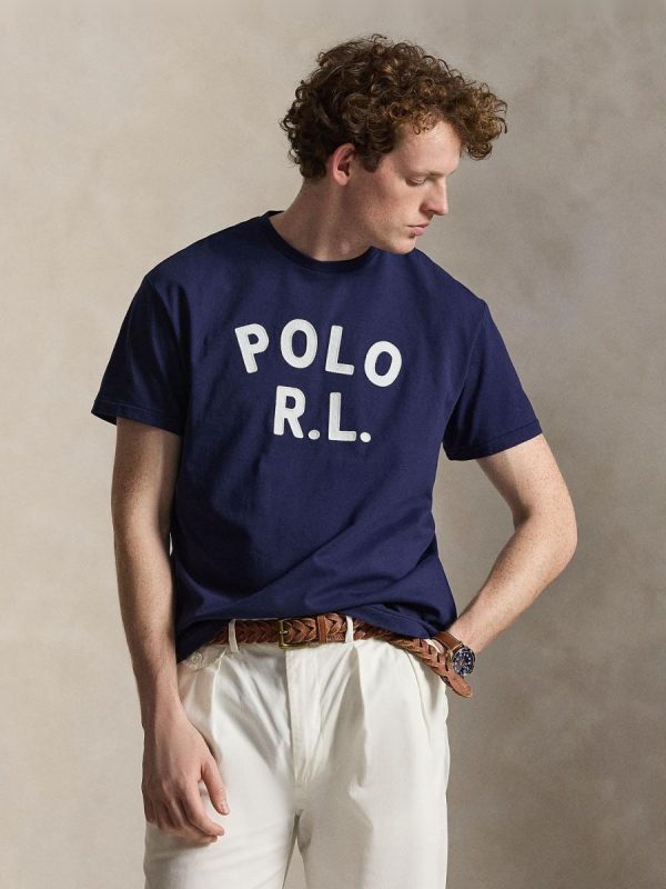 Camiseta de hombre de algodón con logotipo - Azul marino