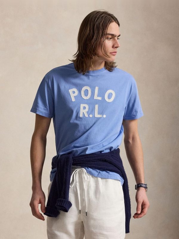 Camiseta de hombre de algodón con logotipo - Azul porcelana