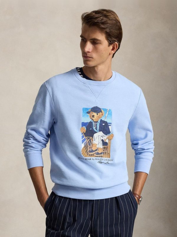 Sudadera de hombre de felpa con Polo Bear - Azul porcelana