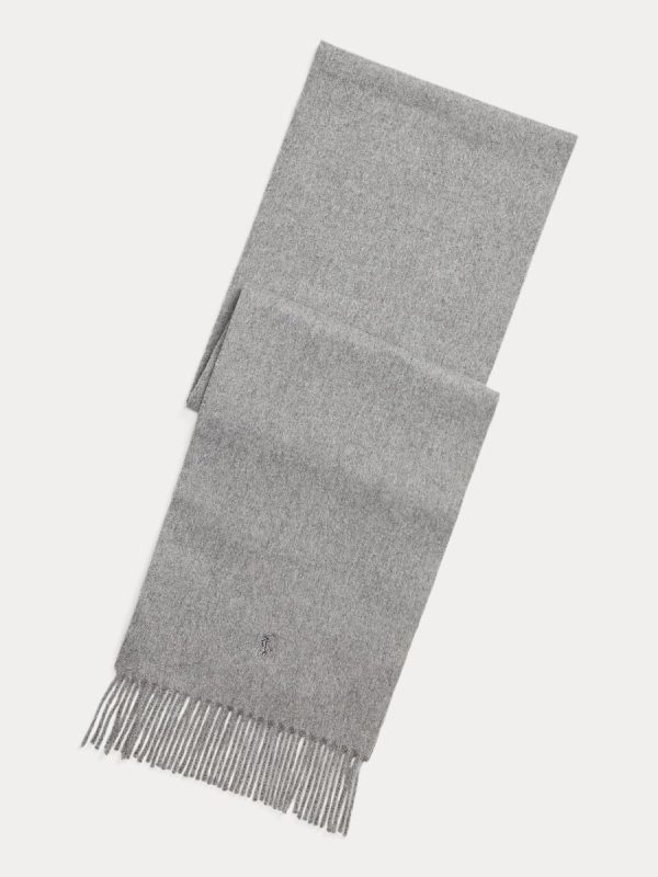 Bufanda de cachemira con flecos en Negro Polo - Gris