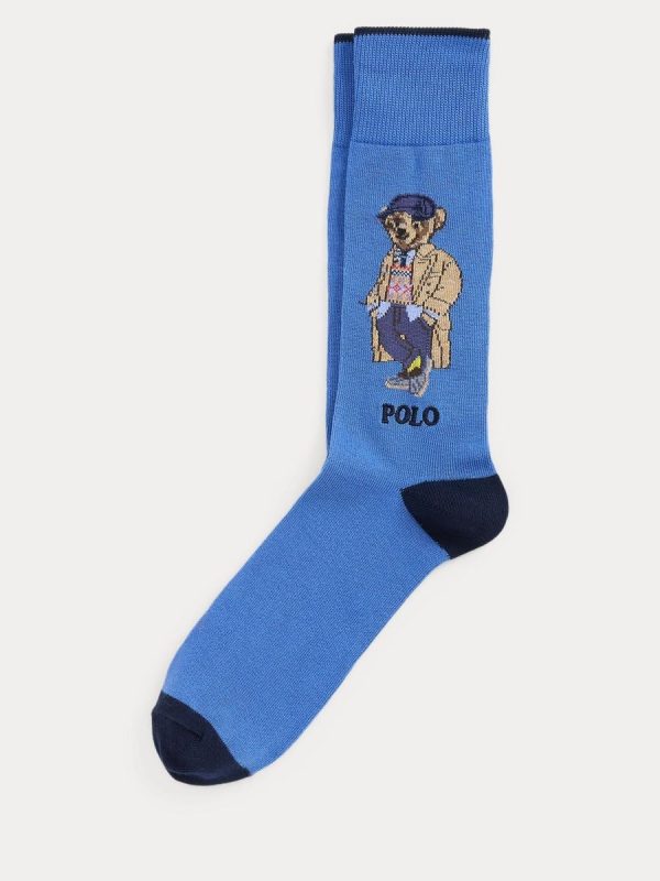 Calcetines de hombre cortos con Polo Bear bordado - Azul