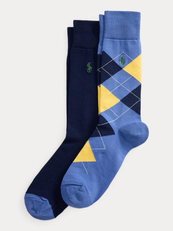 Pack de 2 pares de calcetines de hombre de algodón estampados - Azul