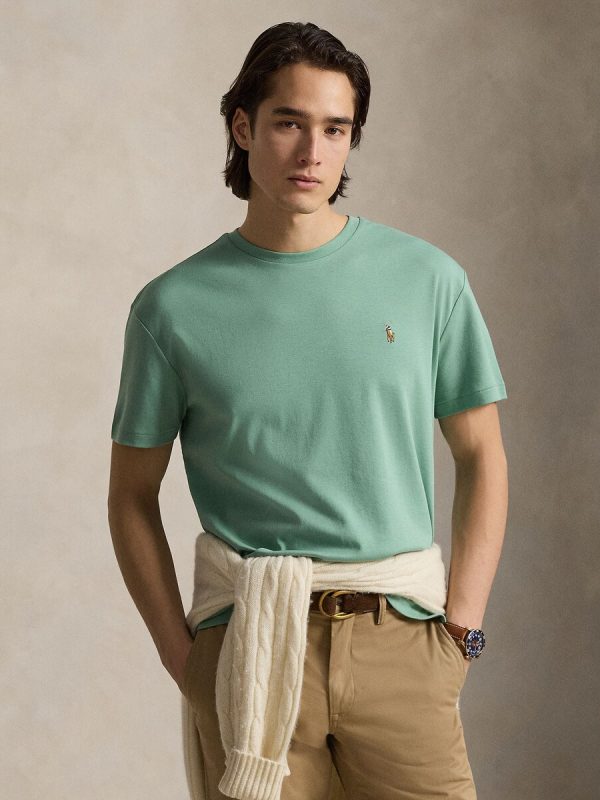Camiseta de hombre de algodón Pebble Azul - Verde menta