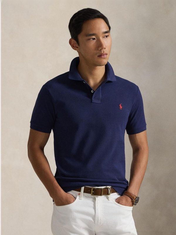 Polo de piqué Slim Fit de hombre Dosel Oliva - Azul marino