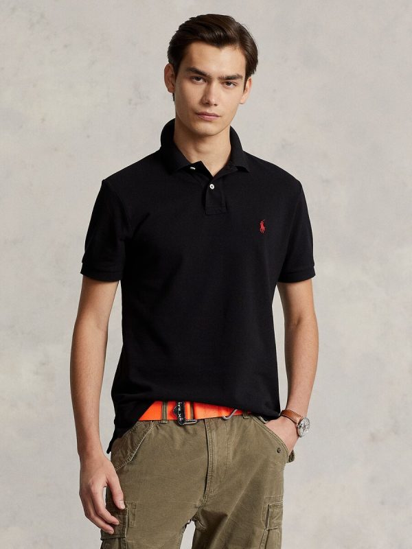 Polo de piqué Slim Fit de hombre Dosel Oliva - Negro