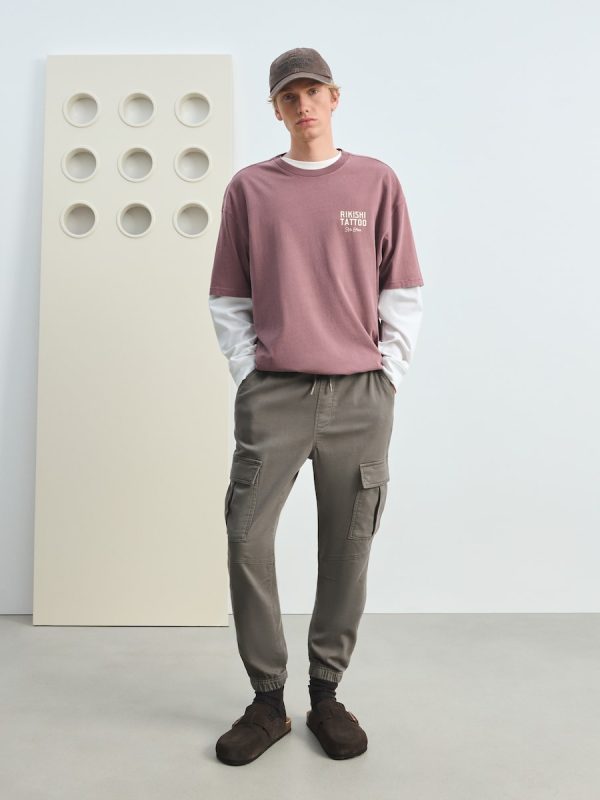 Pantalón de hombre tipo chino con goma en el bajo - 530 Verde oscuro