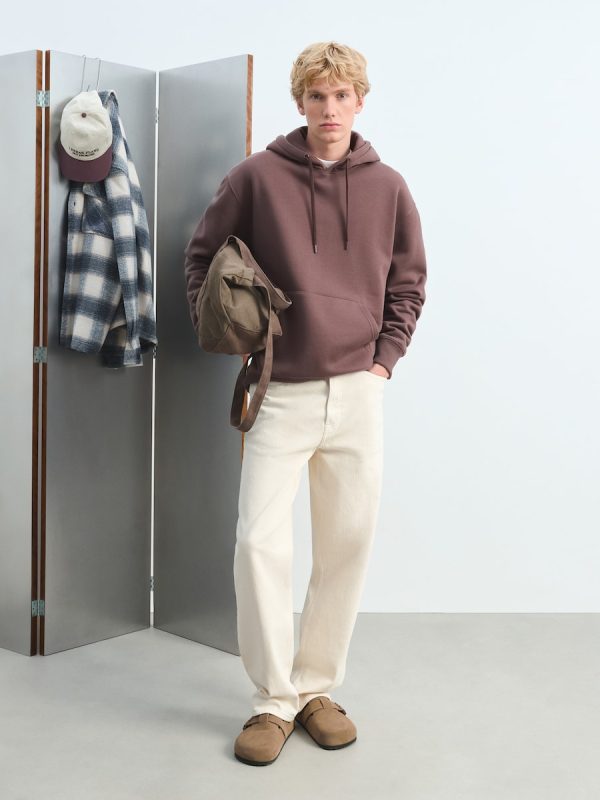 Sudadera de hombre con capucha lisa - Ciruela