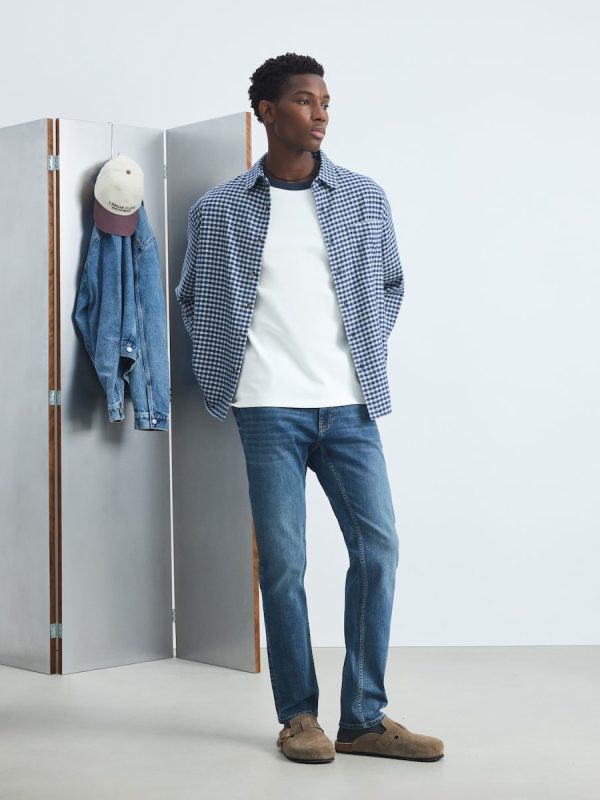 Pantalón vaquero slim de hombre. - Cerúleo